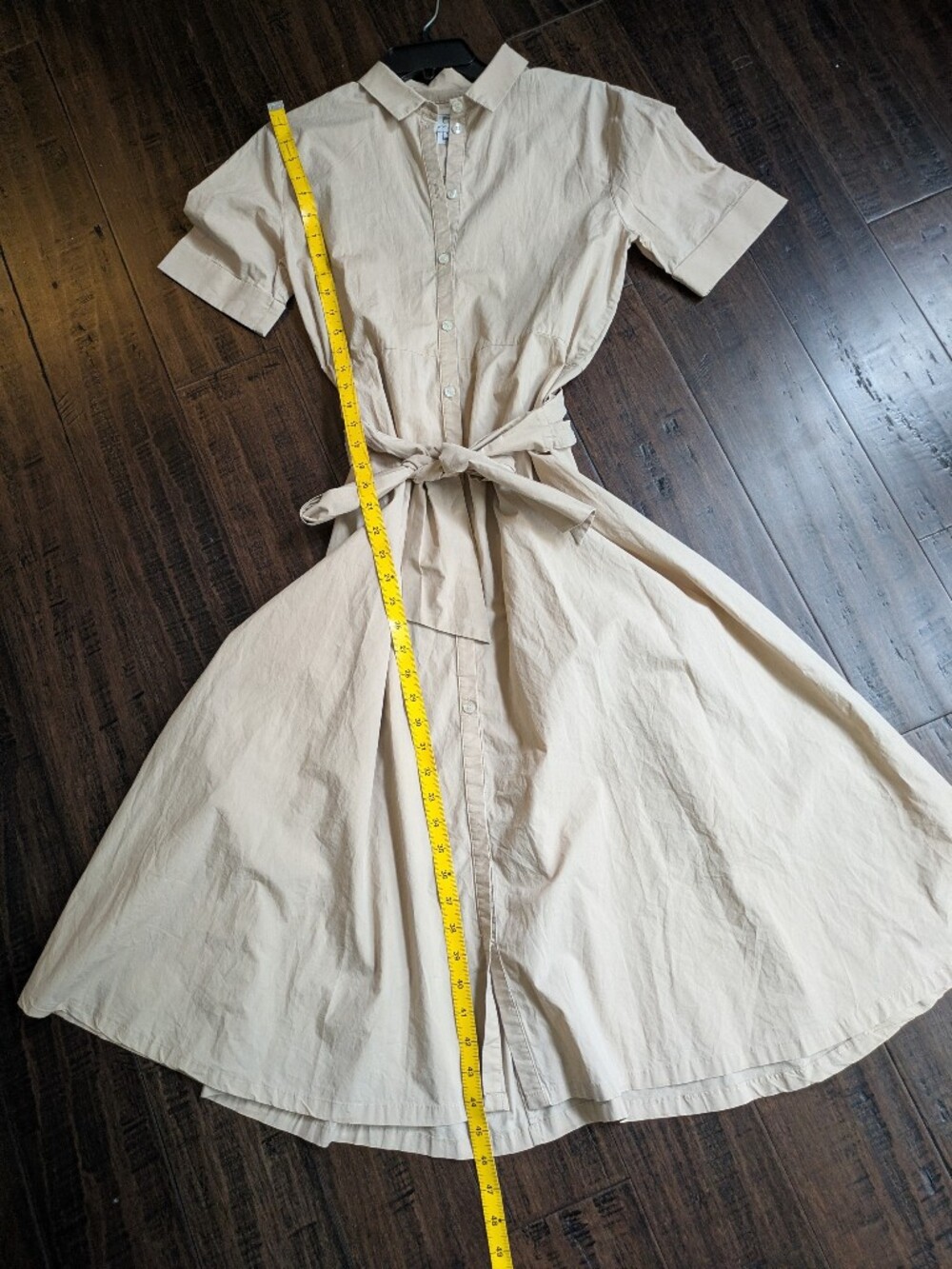 Woolrich Neutral Beige Maxi Shirt Dress with Tie Waist - Picture 5 of 6